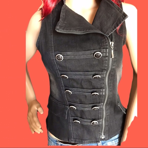 Lydia USA Jackets & Blazers - Black Denim Vest